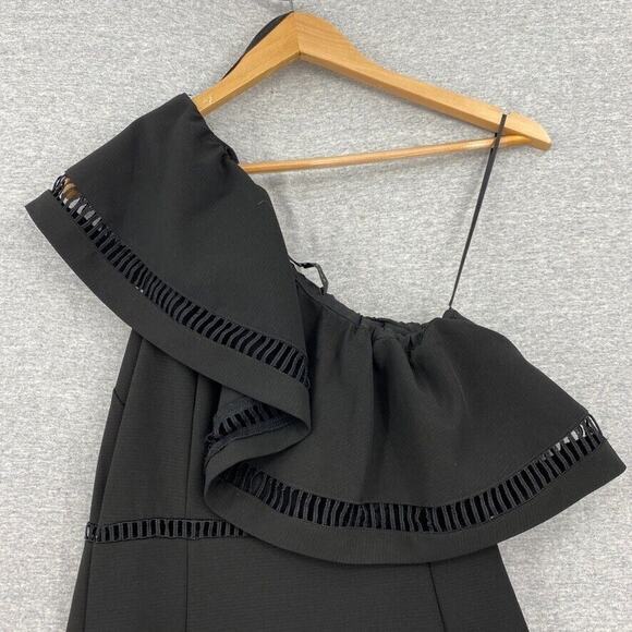 Endless Rose Dress Womens Small Black One Shoulder Ruffled Cut Out Hemline - Picture 4 of 11